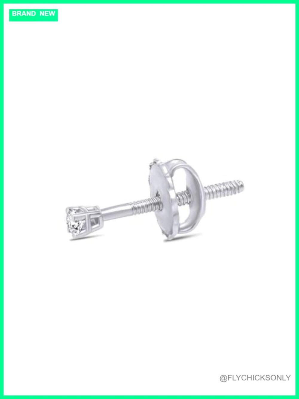 14K White Gold Natural Diamond Mini Stud Screw Back Earring
